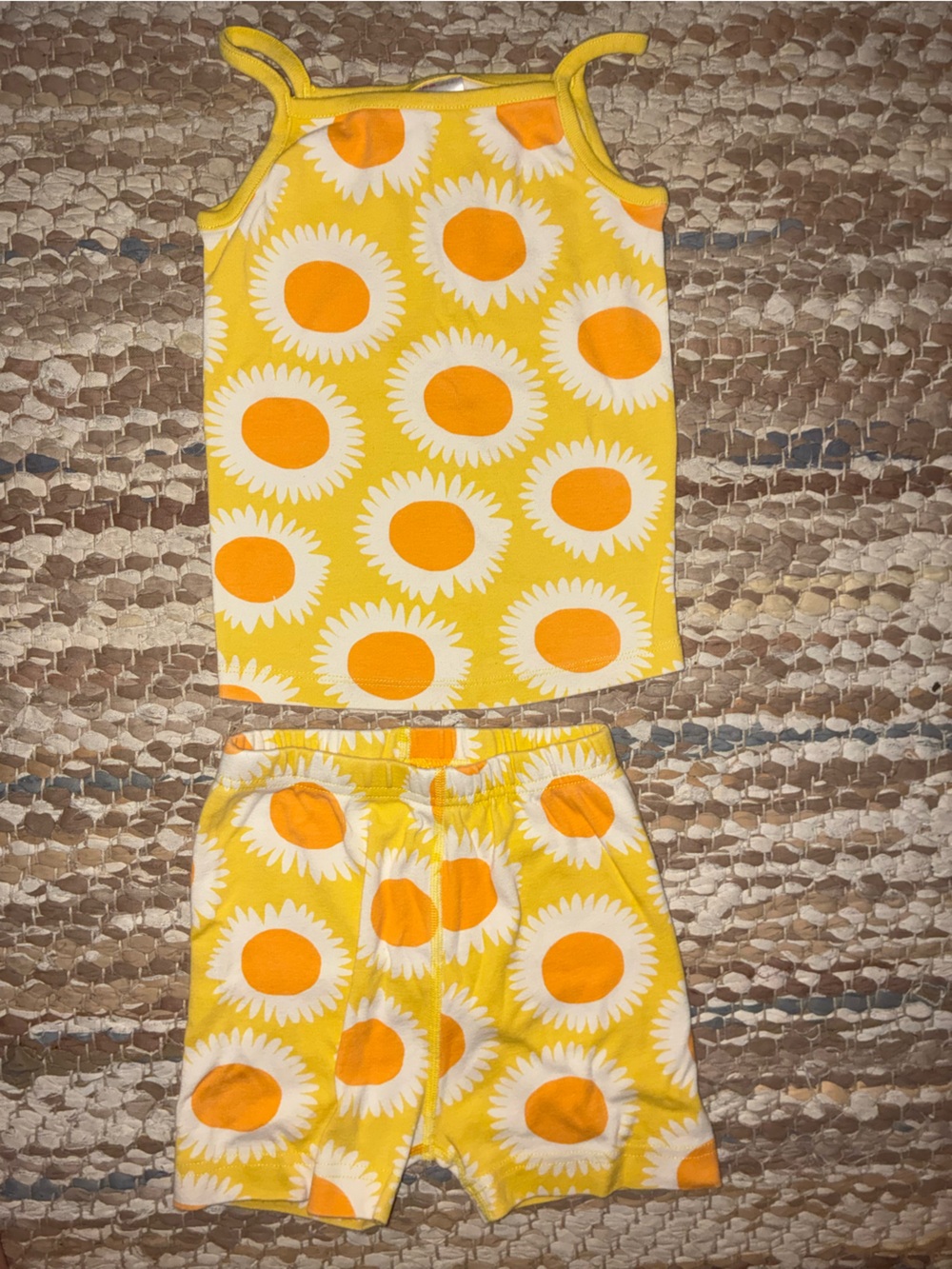 Hanna Andersson Yellow & Orange Sunflower Tank Top and Shorts Pajama Set